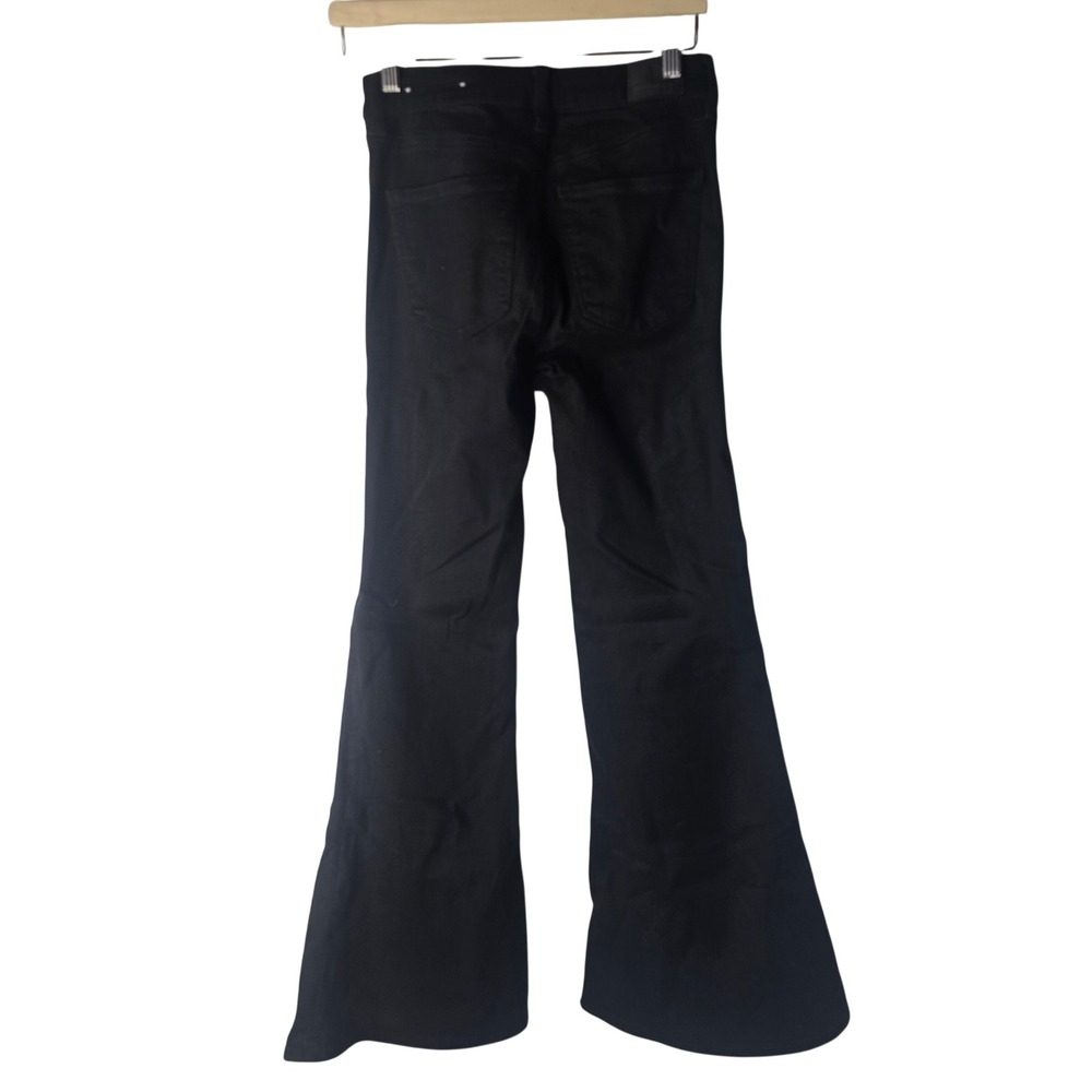 American Eagle Festival Flare Jeans Women 4 Black Denim Stretch Retro Boho 70s - Picture 2 of 7